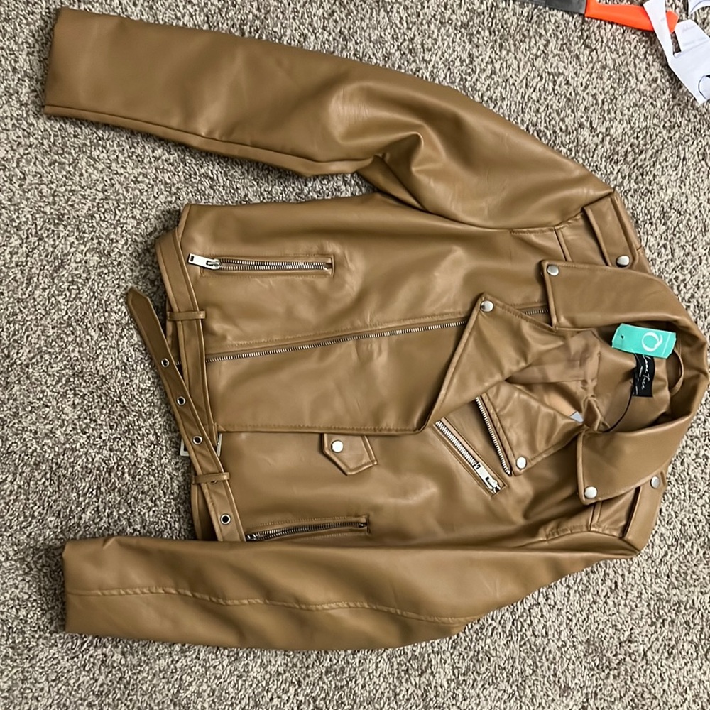 Leather jacket - never used, brand Q, color brown, size M